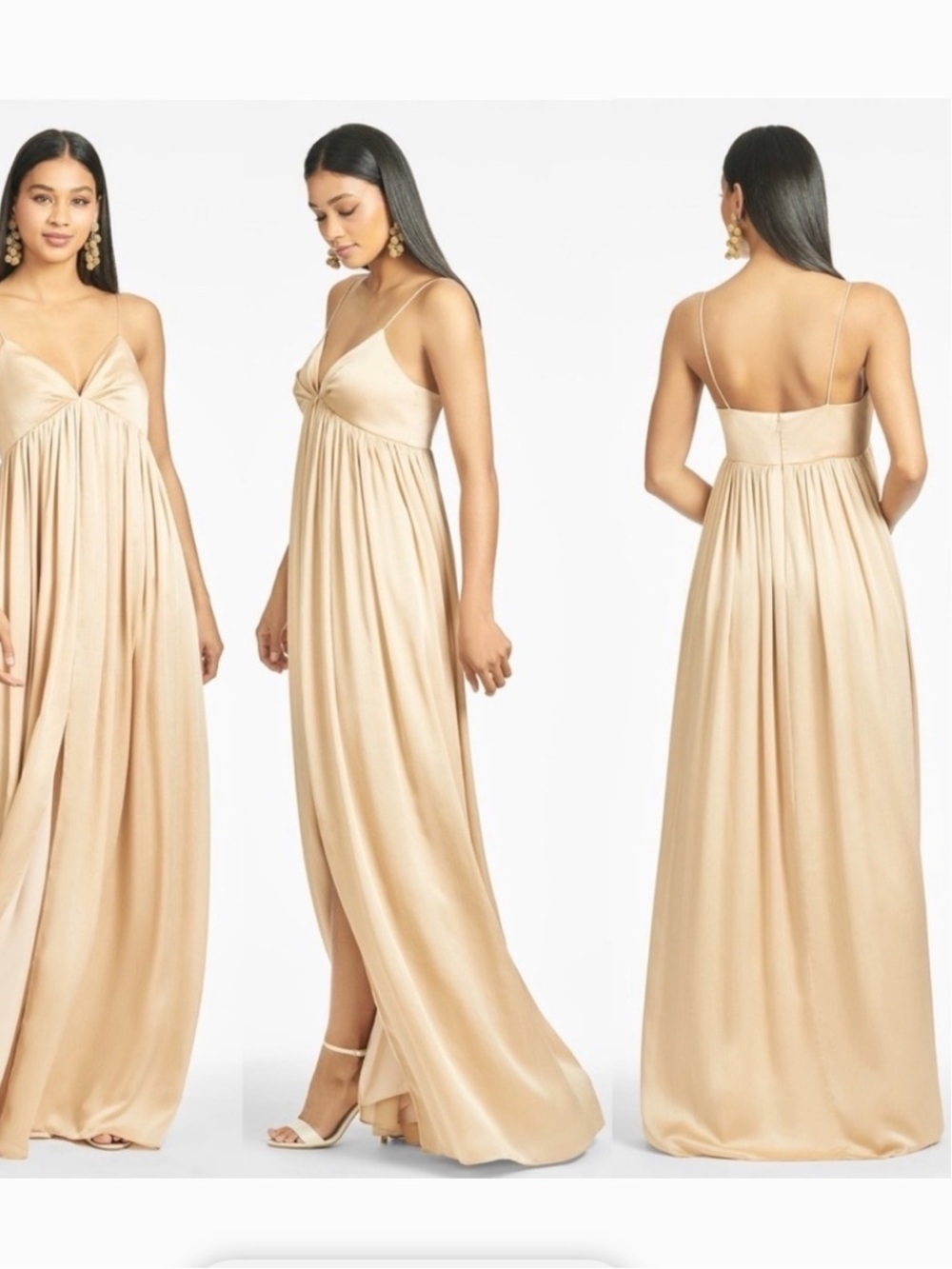 #56 BNWT SACHIN & BABI Spaghetti-Strap Jessica gown in Champagne